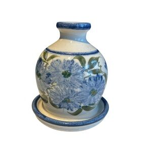 Vintage Mother Earth Blue and White Floral Ceramic Vase